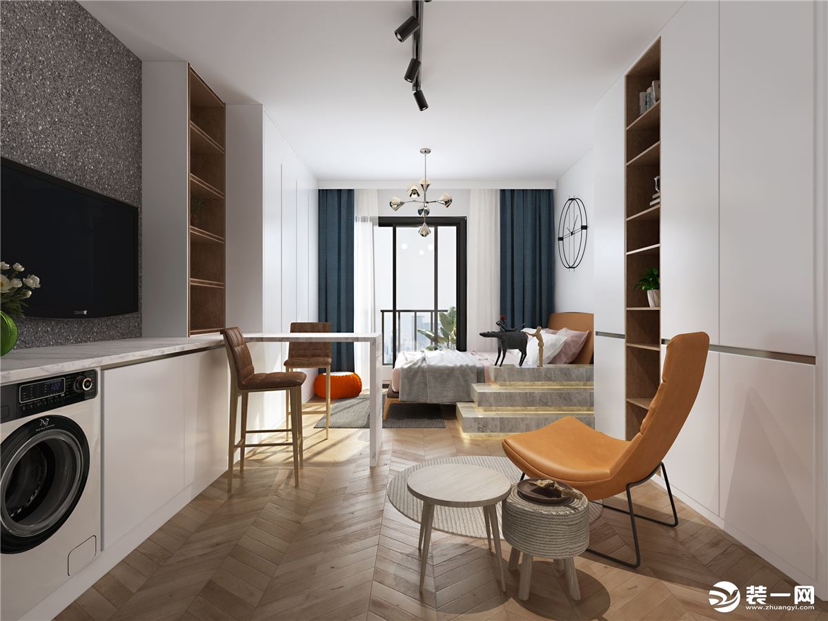 南海万科金色领域29平米公寓现代风格客厅装修设计案例