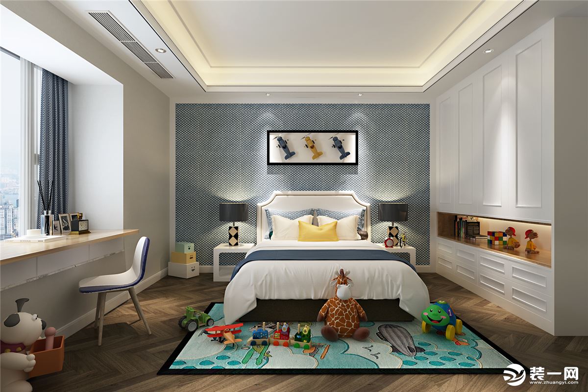 奥园一号145㎡四居室现代轻奢风卧室装修效果图