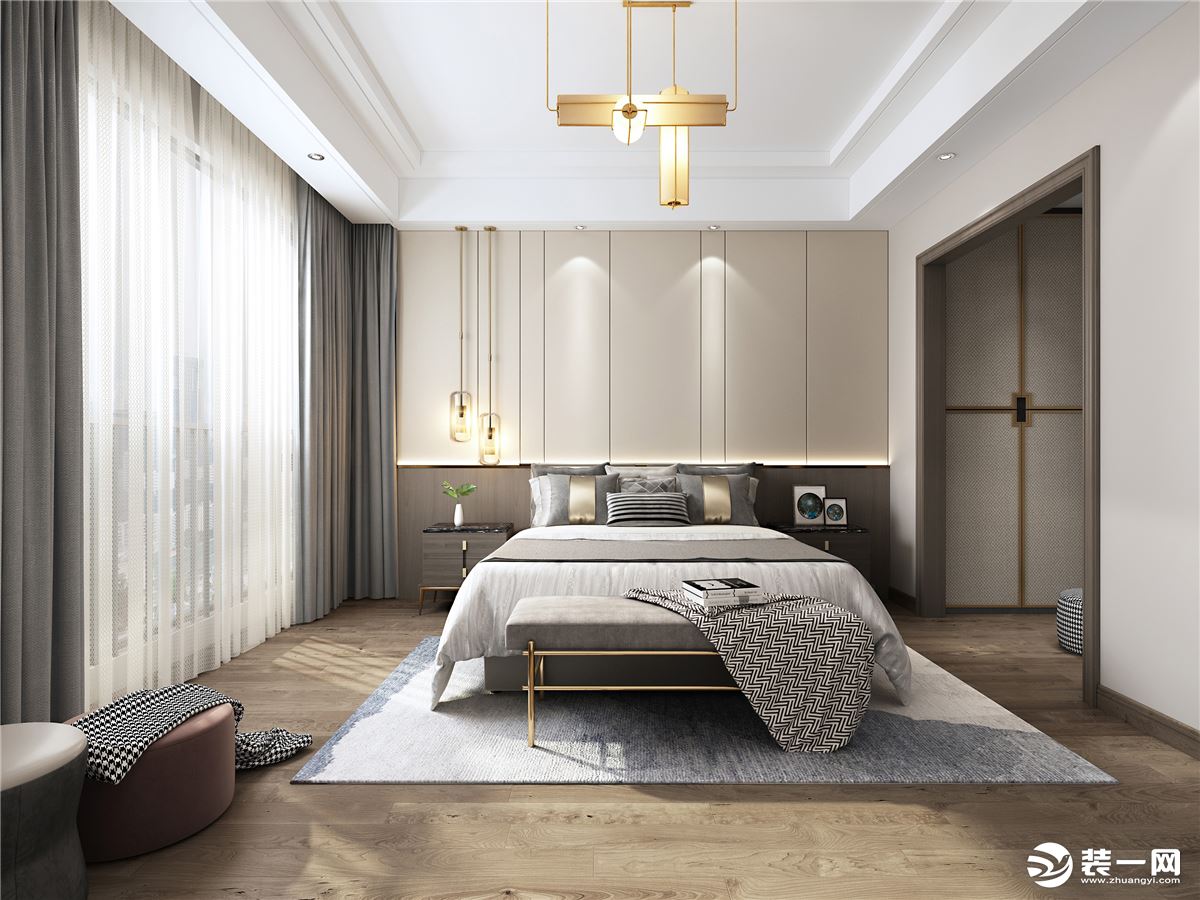 财神万利公馆350平米复式新中式卧室装修案例