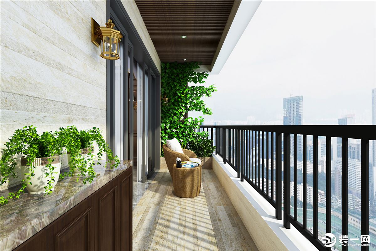 阳台能赋予一个住宅空间不一样的生命力，在阳台种植一些植物，再放张单人沙发，一人一植一物，惬意的午后阳