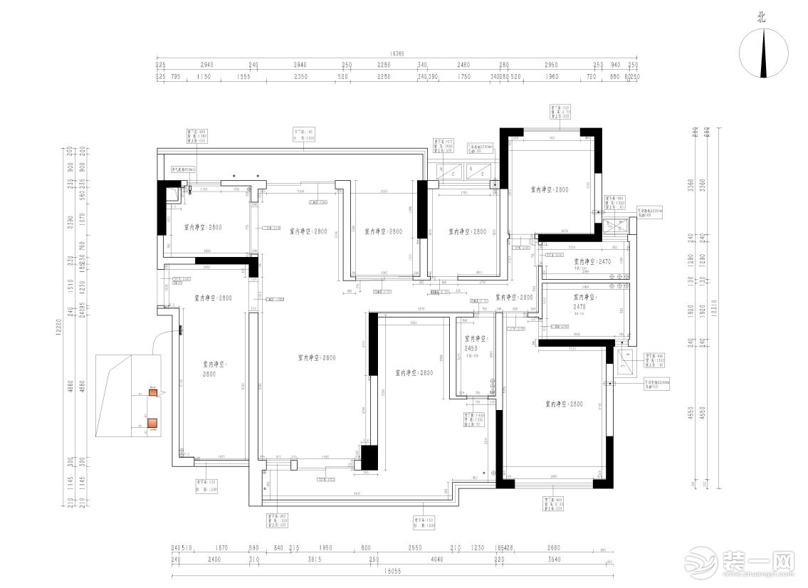港隆花园168㎡三居室新中式平面户型图