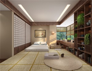 雍景豪园160㎡新中式卧室榻榻米装修效果图