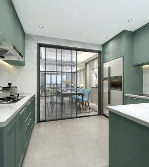 万科水晶城190平米现代简约复式楼厨房装修效果图