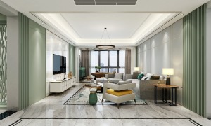 万科水晶城190平米现代简约复式楼客厅装修效果图