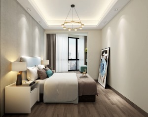 万科水晶城190平米现代简约复式楼卧室装修效果图