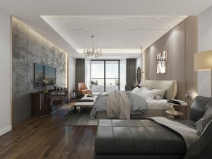 中信红树湾503㎡现代简约复式楼卧室装修效果图