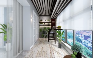 中海千灯湖一号180㎡四居室现代美式阳台装修效果图