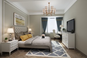 美的西海岸120㎡三居室简美混搭风格卧室装修效果图