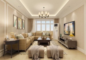 怡翠晋盛御园127㎡二居室现代美式风格装修效果图