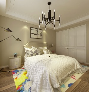 云山峰境130㎡三居室现代简约卧室装修效果图