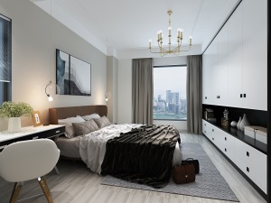 依岸康堤120平米三居室现代轻奢卧室装修效果图