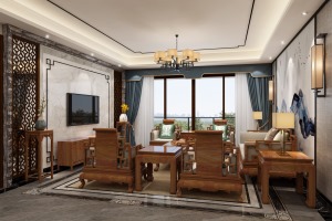雍景湾180平米四居室中式客厅装修效果图