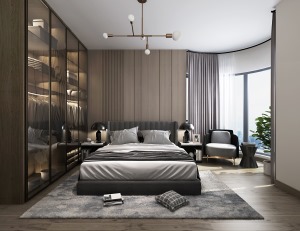 廣州名圃新村110㎡復式樓現代簡約臥室臥室裝修案例