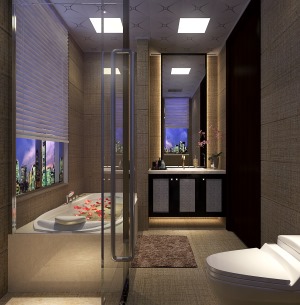 奥园150平方三居室现代中式浴室装修设计案例