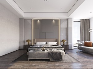 湖滨世家 300㎡四居室现代简约卧室装修案例