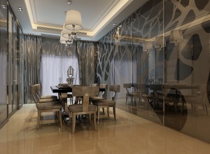 富豪山庄220㎡四居室现代简欧餐厅案例效果
