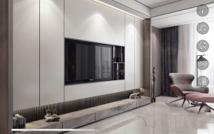 萬科水晶城160平米三居室現代輕奢風格客廳裝修效果圖