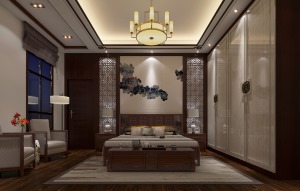 顺德自建房980㎡新中式风格卧室装修案例