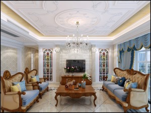 财神万利公馆 280㎡四居室欧式古典风格客厅案例效果图