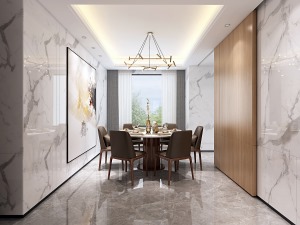 餐厅设计将大量的户外光源引入，明亮的空间简约点缀现代元素，以舒适的简雅风格打造现代风格的时尚质感。