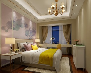 女孩房大片的粉色背景墙，与现代风的家具，显得房间充满活力，简单的配色也使房间更加的清爽。