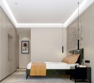 大面积采用白色+原木色，让整个空间在视觉上更加大气；房间光线明亮通透，舒适自然！
