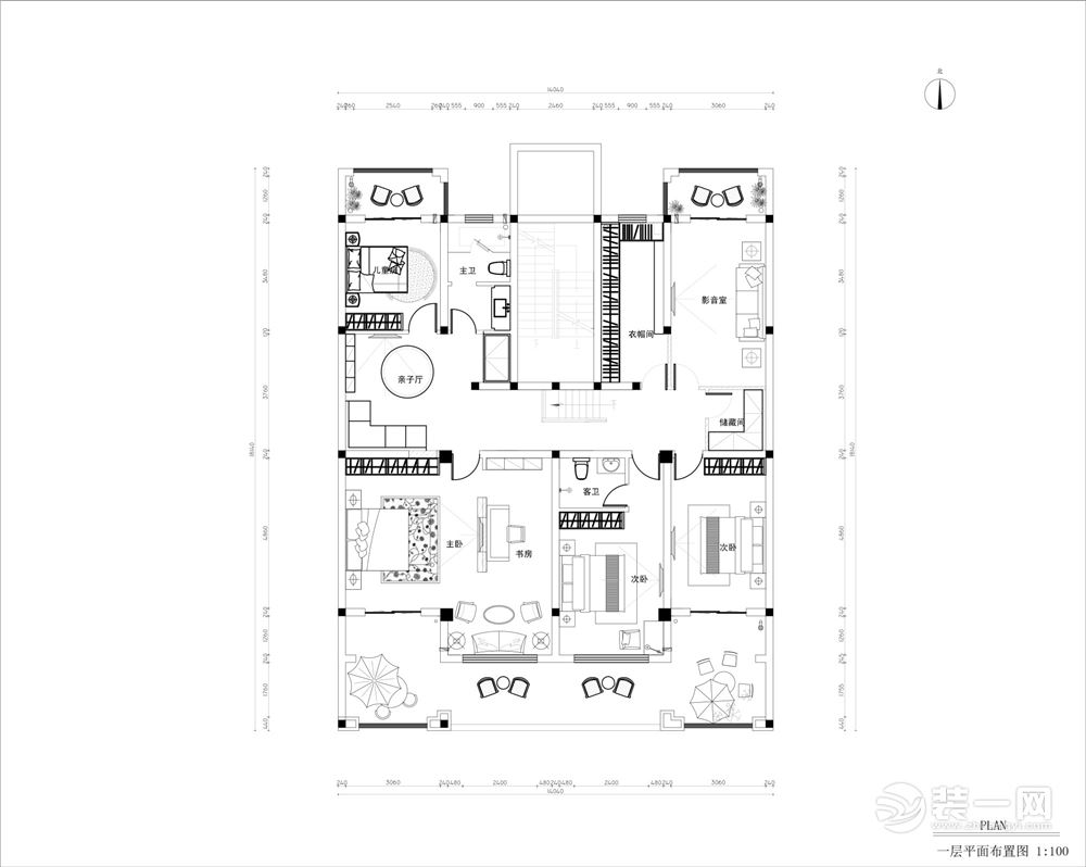 兰考朝阳水岸别墅装修效果图二层平面布局图