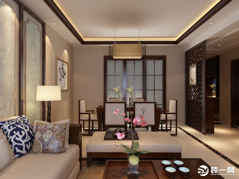 中式风格的代表是中国明清古典传统家具及中式园林建筑、色彩的设计造型。特点是对称、简约、朴素、格调雅致