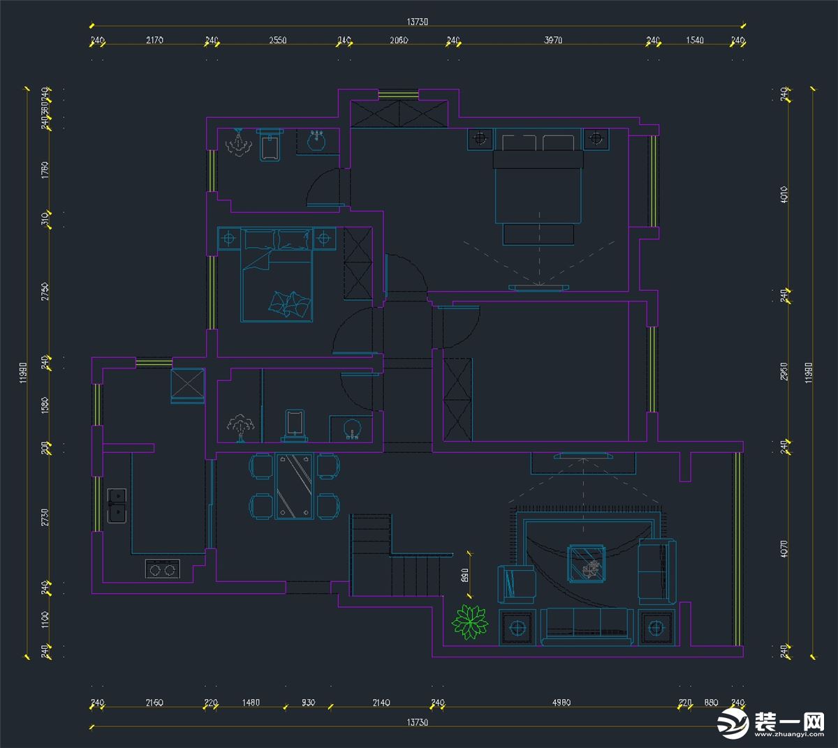 山大乐水居160平简欧风大包23.4万户型图