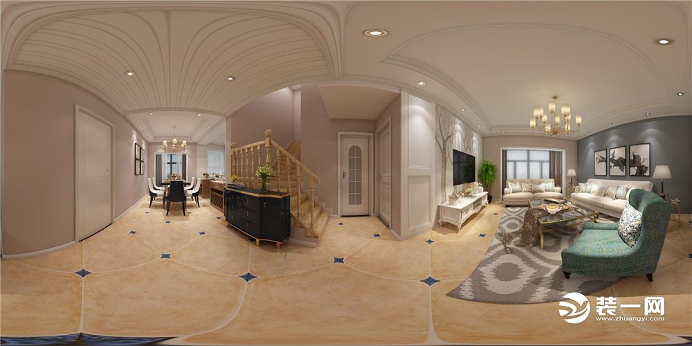 凤冈天利人和189平方四居室现代美式风格效果图