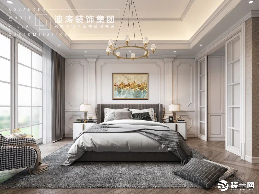 长辈的卧室追求大气沉稳，易营造一个舒适性和功能性强大的空间