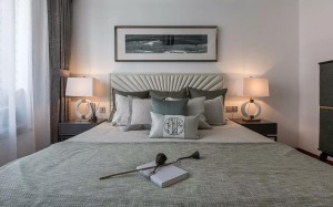 中恒尚美家装饰龙湖香缇新中式125平米新中式风格卧室床头背景墙
