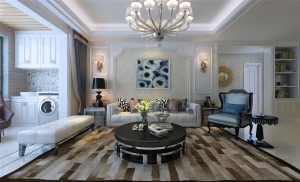 中恒尚美家装饰曲江龙邸139平米美式风格客厅沙发背景墙