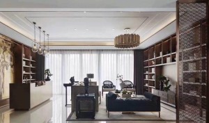 新中式风格的家具多以深色为主，墙面色彩搭配