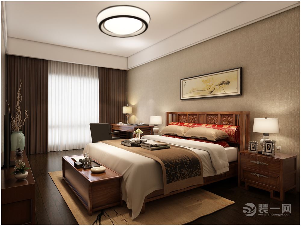 锦城国际84㎡三房中式装修风格卧室展示