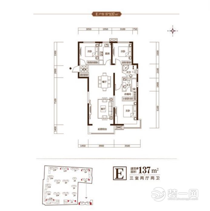 【源艺汇通】太原中车国际广场137平欧式风格——平面图
