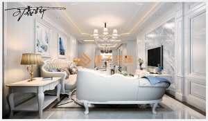 科海明珠欧式风格130平米三居室装修效果图