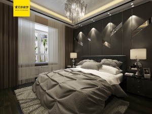 卧室的设计也是宽广大气十足布艺的软装舒适随意