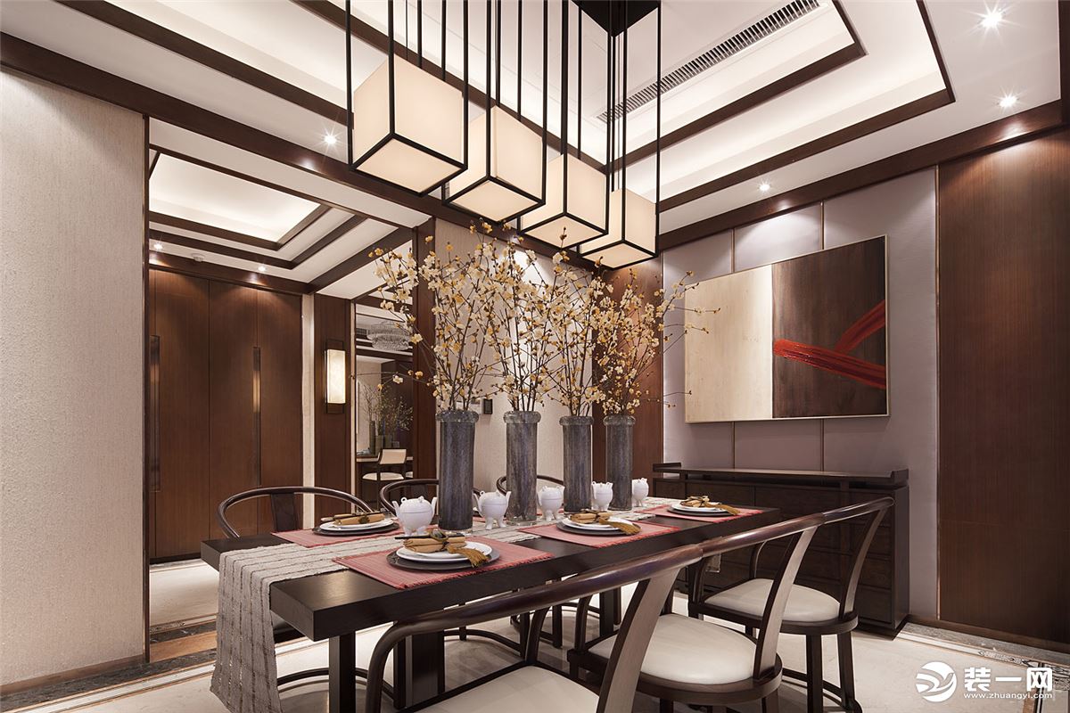 【大业美家装饰】中国院子360㎡新中式别墅装修效果图80万餐厅