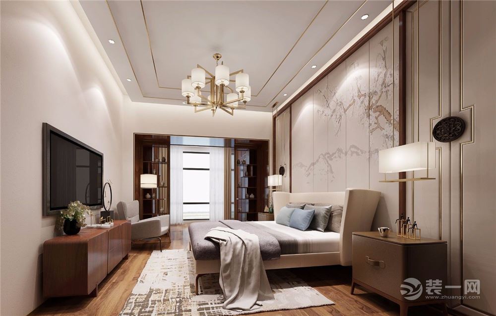 三水华茂国际100平三居室新中式风格卧室装修效果图