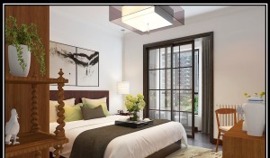 万象府 121平 三居室 造价13万 中式风格中式卧室效果