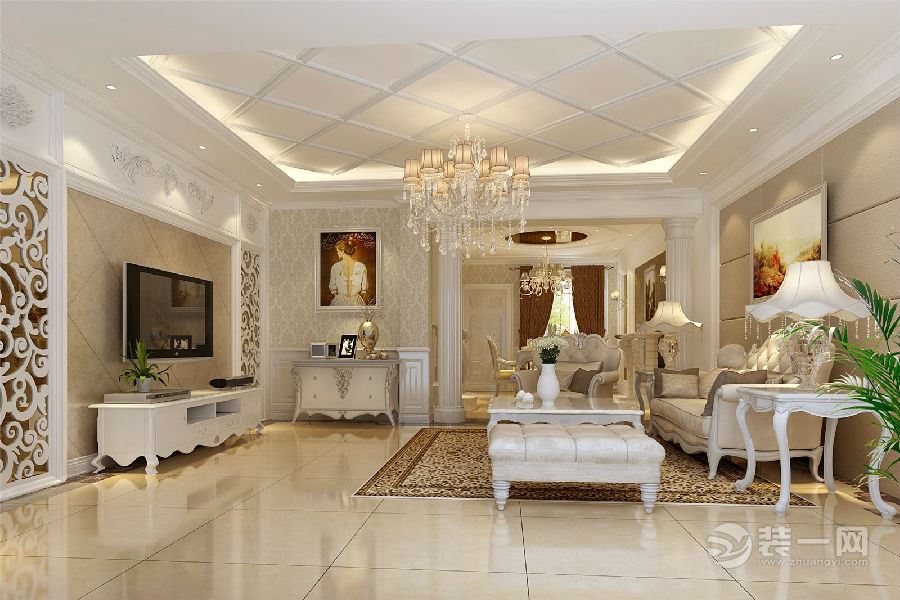  客厅       业主为中年夫妇，现代简欧风格，豪华高贵，高端大气，给人贵族般的享受！