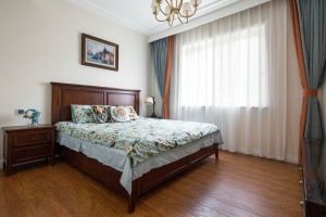 上海东苑新天地三居室120平美式风格卧室装修效果图