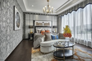 上海雅仕轩别墅160平轻奢风格卧室装修效果图
