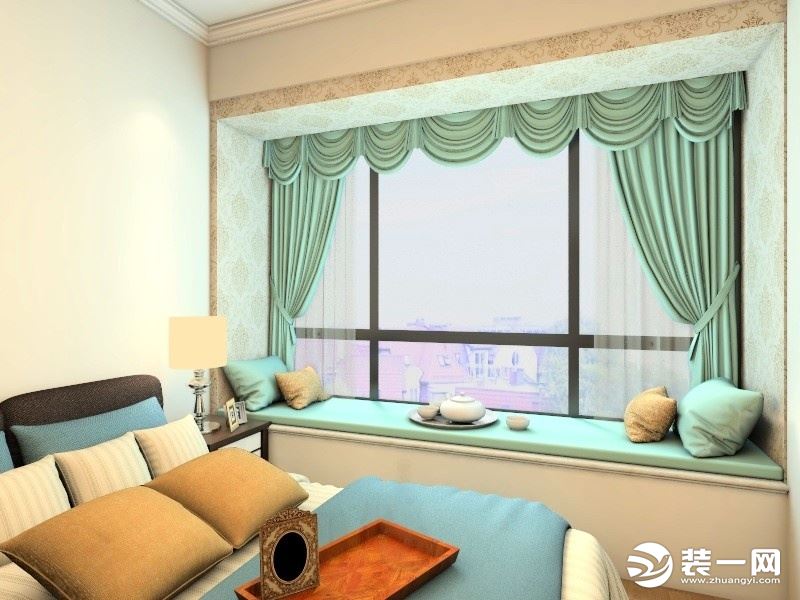 主要在于飘窗打造：窗帘的选择和飘窗台面的选择，打造一个休闲的区域