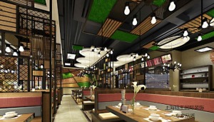 300中式复古自助餐厅20万装修设计案例