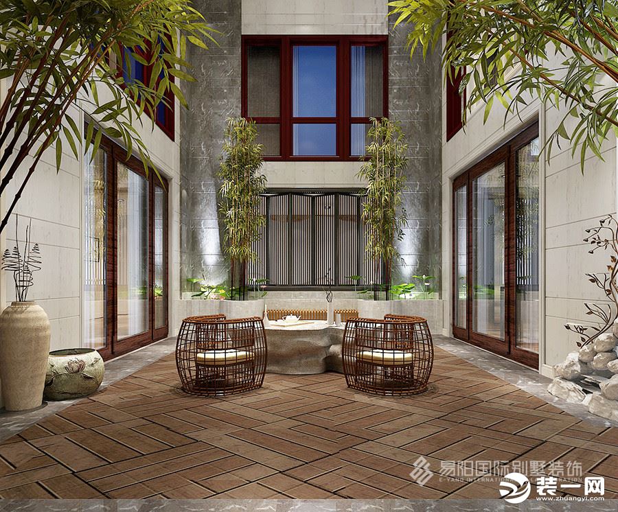 泰禾·北京院子-520平米新中式风格别墅装修实景案例--中庭