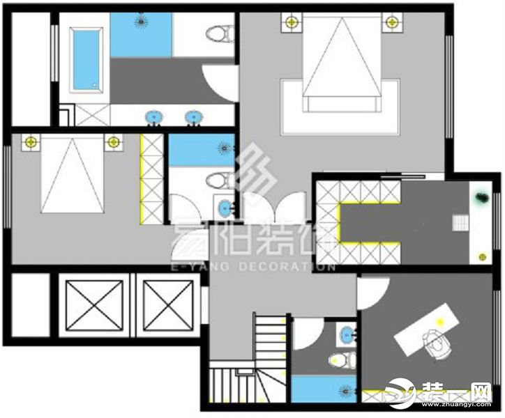 阳光城.京兆府|300平米现代简约风格别墅装修设计--二层方案分析