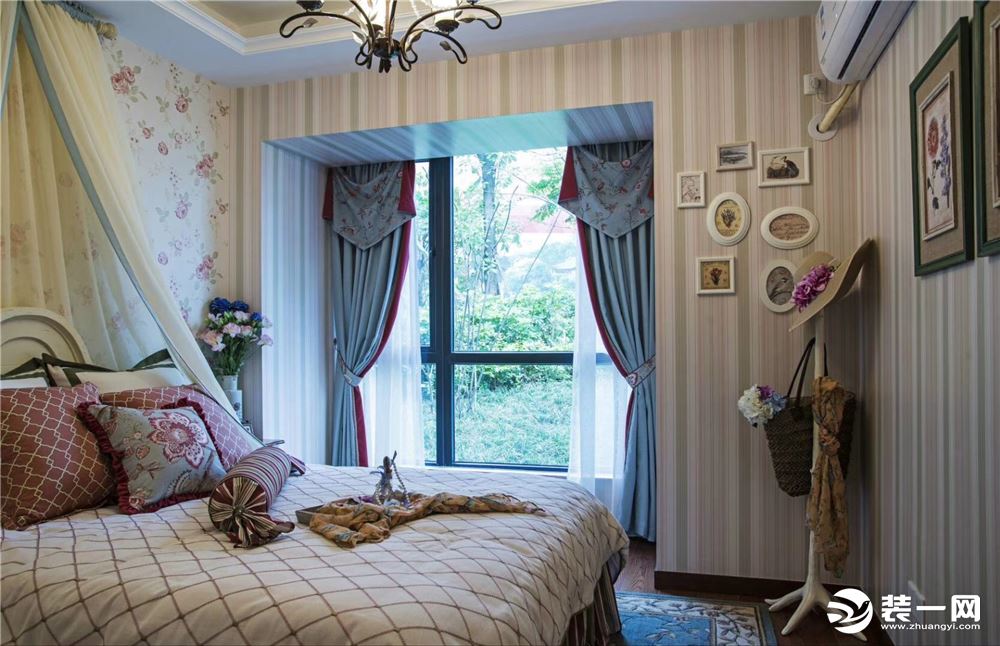 卧室，享受更多美景  蒂文装饰家装效果图 中州城 美式风格  首席设计师于来源作品