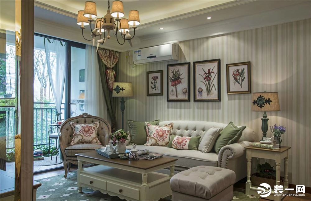沙发背景  蒂文装饰家装效果图 中州城 美式风格  首席设计师于来源作品